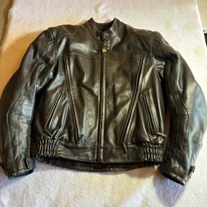 Hein Gericke Speedware Mens Black Leather Motorcycle‎ Jacket Size M Padded